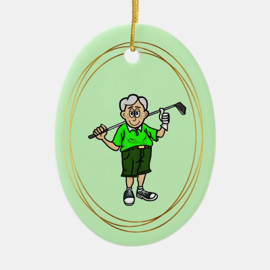 Ältere graue Haare Male Golfer Keramik Ornament (Vorne)