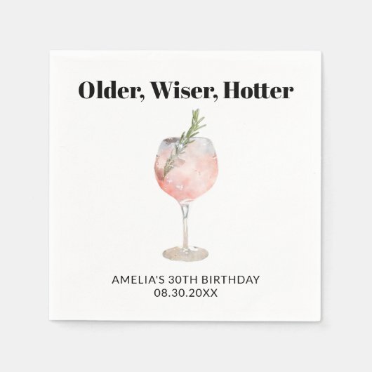 Ältere, klügere, heißere Geburtstagskarte Serviette (Vorderseite)