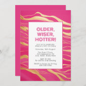 Ältere, klügere, heißere Rosa und Imitate Gold Einladung (Vorne/Hinten)