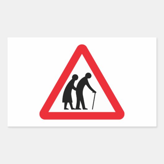 Ältere Menschen (1), Traffic Sign, UK Rechteckiger Aufkleber (Vorderseite)