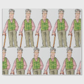 Ältere Menschen mit Walking Geschenkpapier (Flach)