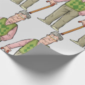 Ältere Menschen mit Walking Geschenkpapier (Ecke)