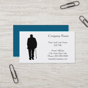 Ältere Menschen Walking Black Silhouette Zeichne K Visitenkarte