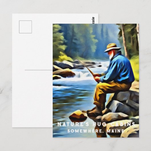 *~* Ältere Menschenfischer Stream AP49 Stream Postkarte (Vorne/Hinten)