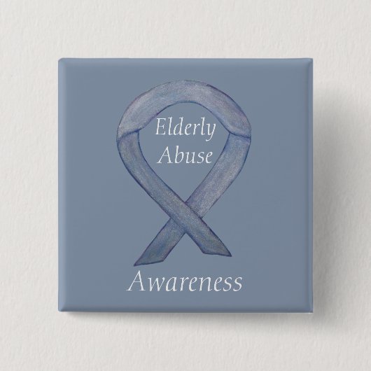 Ältere Missbrauch Bewusstsein Silver Ribbon Custom Button (Vorderseite)