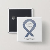Ältere Missbrauch Bewusstsein Silver Ribbon Custom Button (Vorne & Hinten)