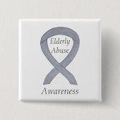 Ältere Missbrauch Bewusstsein Silver Ribbon Custom Button (Vorderseite)