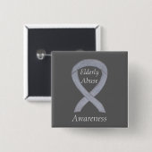 Ältere Missbrauch Bewusstsein Silver Ribbon Custom Button (Vorne & Hinten)
