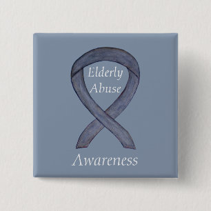 Ältere Missbrauch Bewusstsein Silver Ribbon Custom Button