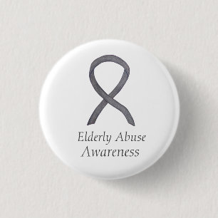 Ältere Missbrauch Bewusstsein Silver Ribbon Custom Button