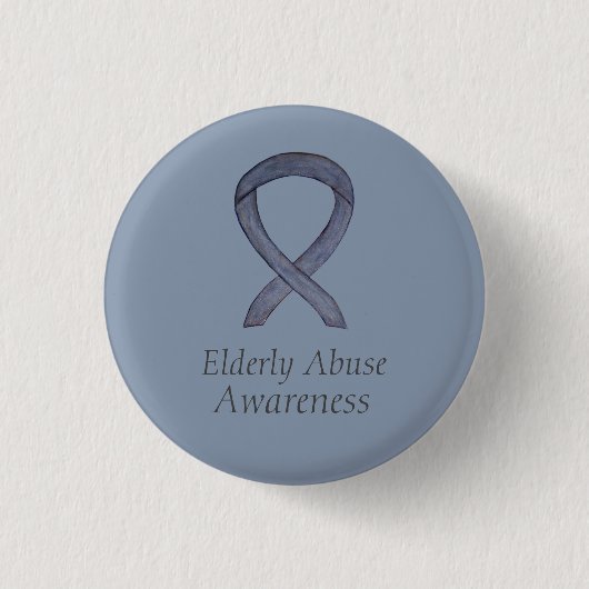 Ältere Missbrauch Bewusstsein Silver Ribbon Custom Button (Vorderseite)