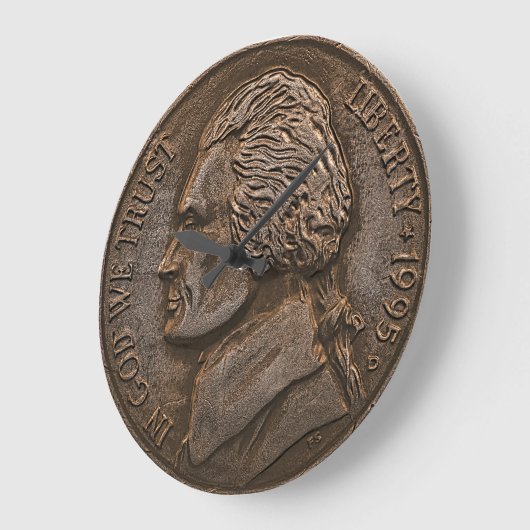 Ältere Nickel-USA-Währung Große Wanduhr (Winkel)