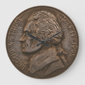 Ältere Nickel-USA-Währung Große Wanduhr (Vorderseite)
