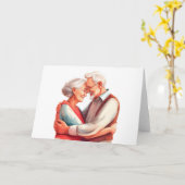 Ältere Paar romantische Umarmung Karte (Gelbe Blume)