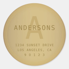 Ältere Retro-Look Monogramm und Adresse Runder Aufkleber