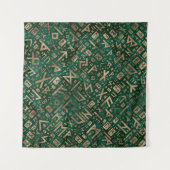 Ältere Runen - Futhark Muster-Gold auf Malachit #1 Wandteppich (Vorderseite (Horizontal))