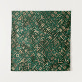 Ältere Runen - Futhark Muster-Gold auf Malachit #1 Wandteppich (Vorderseite)