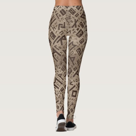 Ältere Runen - Futhark Muster-Gold gerahmt auf Leggings (Rückseite)
