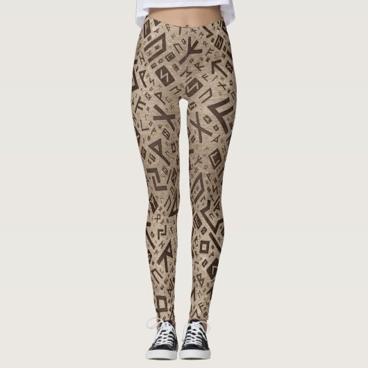 Ältere Runen - Futhark Muster-Gold gerahmt auf Leggings (Vorderseite)