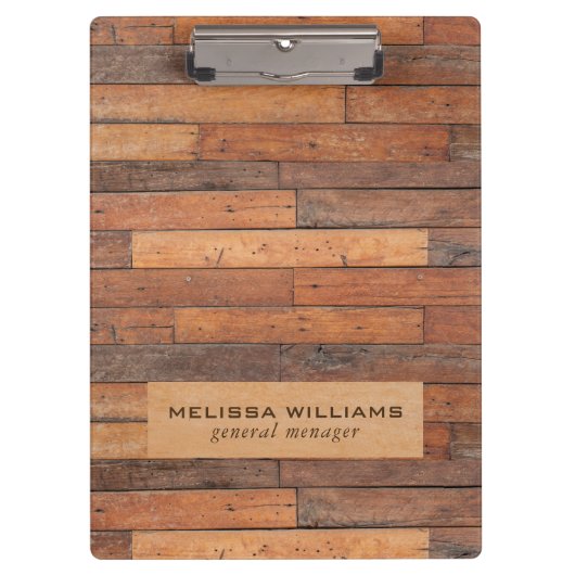 Ältere rustikal-braune Holzplanken Klemmbrett (Vorderseite)