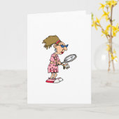 Ältere Tennis Lady Karte (Gelbe Blume)