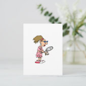Ältere Tennis Lady Postkarte (Stehend Vorderseite)