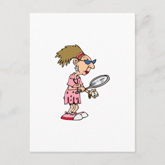 Ältere Tennis Lady Postkarte (Vorderseite)