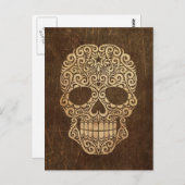 Ältere und kratzfeste Swirling Sugar Skull Postkarte (Vorne/Hinten)