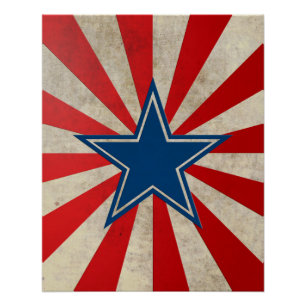 Ältere US Flagge - Rot, Weiß und Blau Poster
