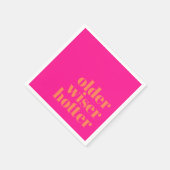 Ältere weiser Hotter Bold Pink Orange Geburtstag Serviette (Ecke)