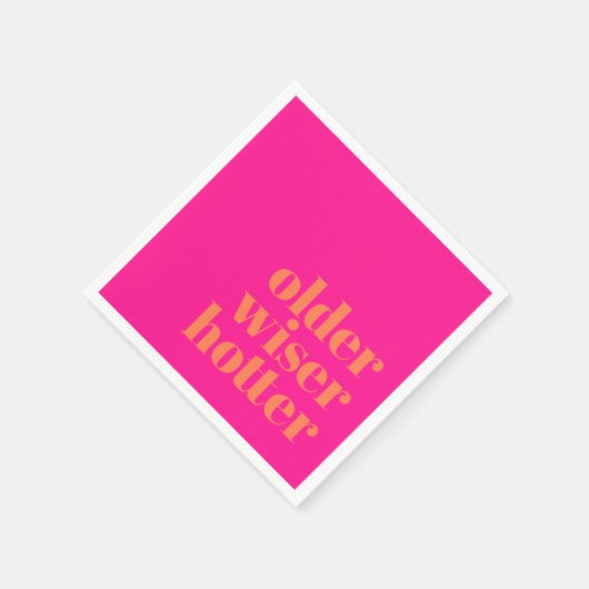 Ältere weiser Hotter Bold Pink Orange Geburtstag Serviette (Ecke)