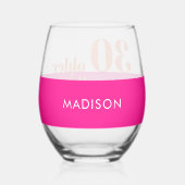 Ältere Weiser Hotter Pink und Orange 30. Weinglas Ohne Stiel (Rückseite)