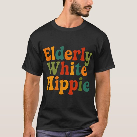 Ältere Weiße Hippie Trending T-Shirt (Vorderseite)