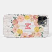 Ältere Wood Monogram Rose & Eukalyptus Wreath Case-Mate iPhone Hülle (Rückseite (Horizontal))