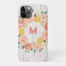 Ältere Wood Monogram Rose & Eukalyptus Wreath Case-Mate iPhone Hülle