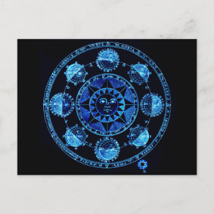 Altered Light Blue Zodiac Sun Eclipses Postkarte