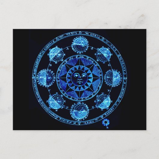 Altered Light Blue Zodiac Sun Eclipses Postkarte (Vorderseite)