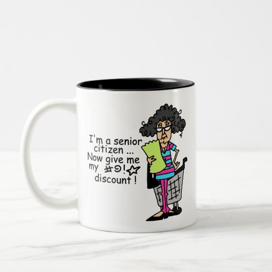 Älterer Bürger-Rabatt Zweifarbige Tasse (Links)