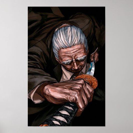 Älterer Krieger mit Schwert Poster (Vorne)