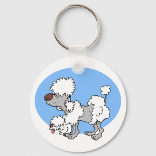 Älterer Poodle-Cartoon Schlüsselkette Schlüsselanhänger