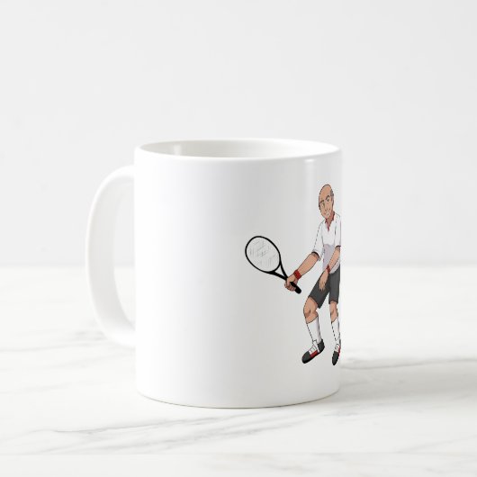 Älterer Tennis-Spieler Kaffeetasse (Vorderseite Links)