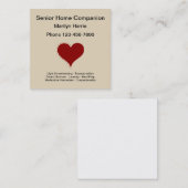 Älterer Zuhause-Begleiter Quadratische Visitenkarte (Vorne/Hinten)