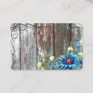 Älteres Barnholz mit blauen Blumen und Scroll Bor Visitenkarte