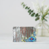 Älteres Barnholz mit blauen Blumen und Scroll Bord Visitenkarte (Stehend Vorderseite)
