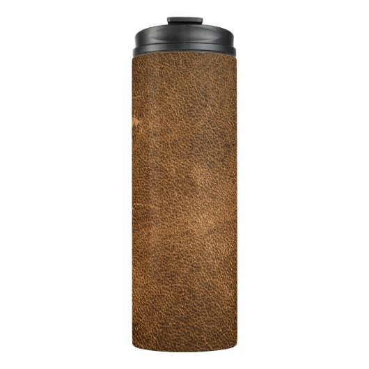Älteres braunes Leder: klassische Textur Thermosbecher (Vorderseite)