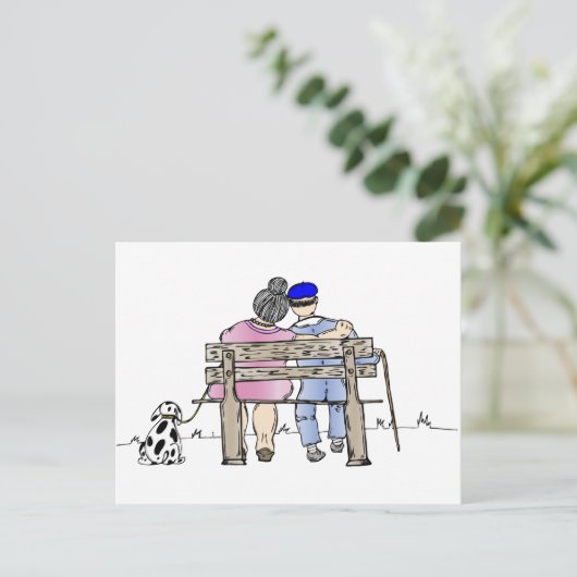 Älteres Ehepaar in Liebe Postkarte (Stehend Vorderseite)