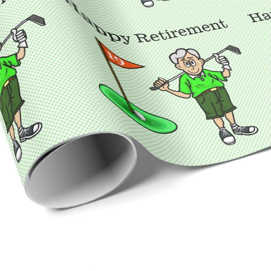 Älteres "Golfer Retirement Wrapping Paper" Geschenkpapier (Rolleneckpunkt)