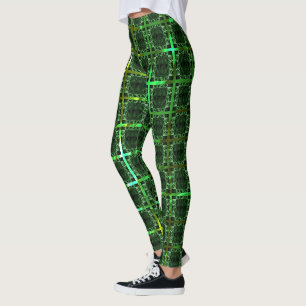 'Älteres grünes Schach', gelbgrünes oder chromes G Leggings