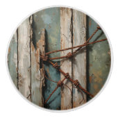 Älteres Holz und Stacheldraht Keramikknauf (Vorderseite)