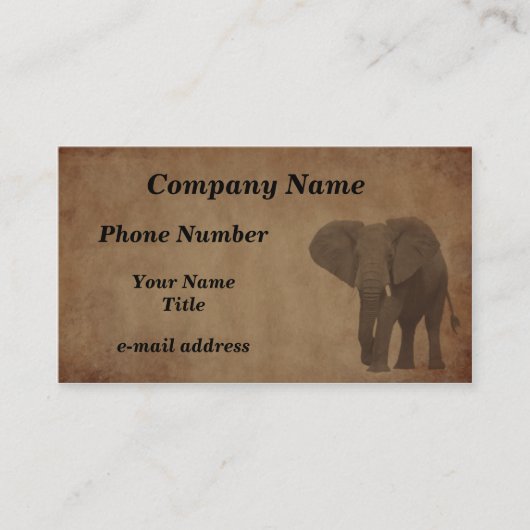 Älteres Papier - Elefant Visitenkarte (Vorderseite)